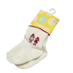 Gymboree Baby Girls Socks 0-6 Months White Red Doll Print Jardin Francais VTG